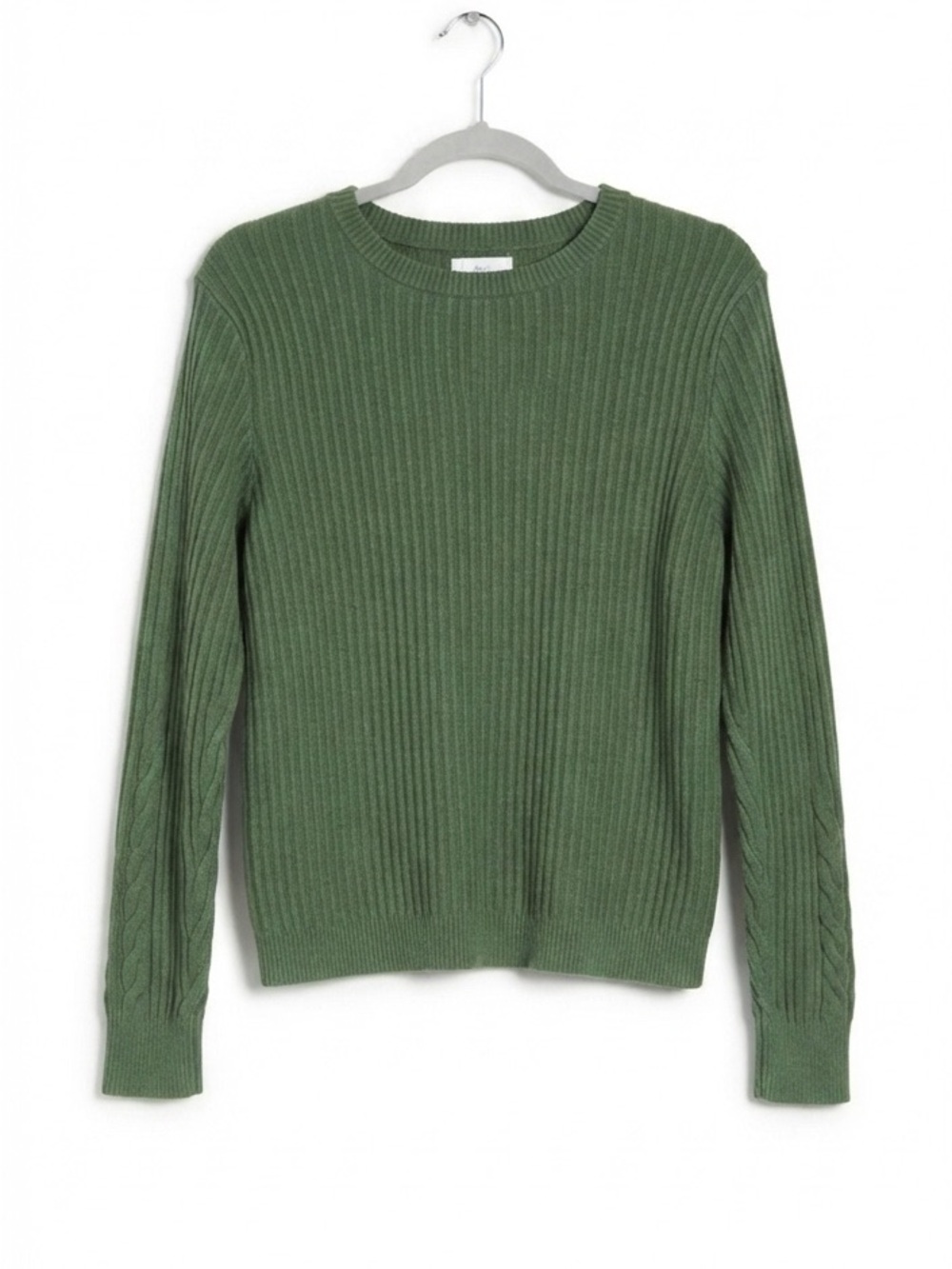 Frank And Oak Sage Green Ribbed Knit Crewneck Sweater Size Large 100% Cotton